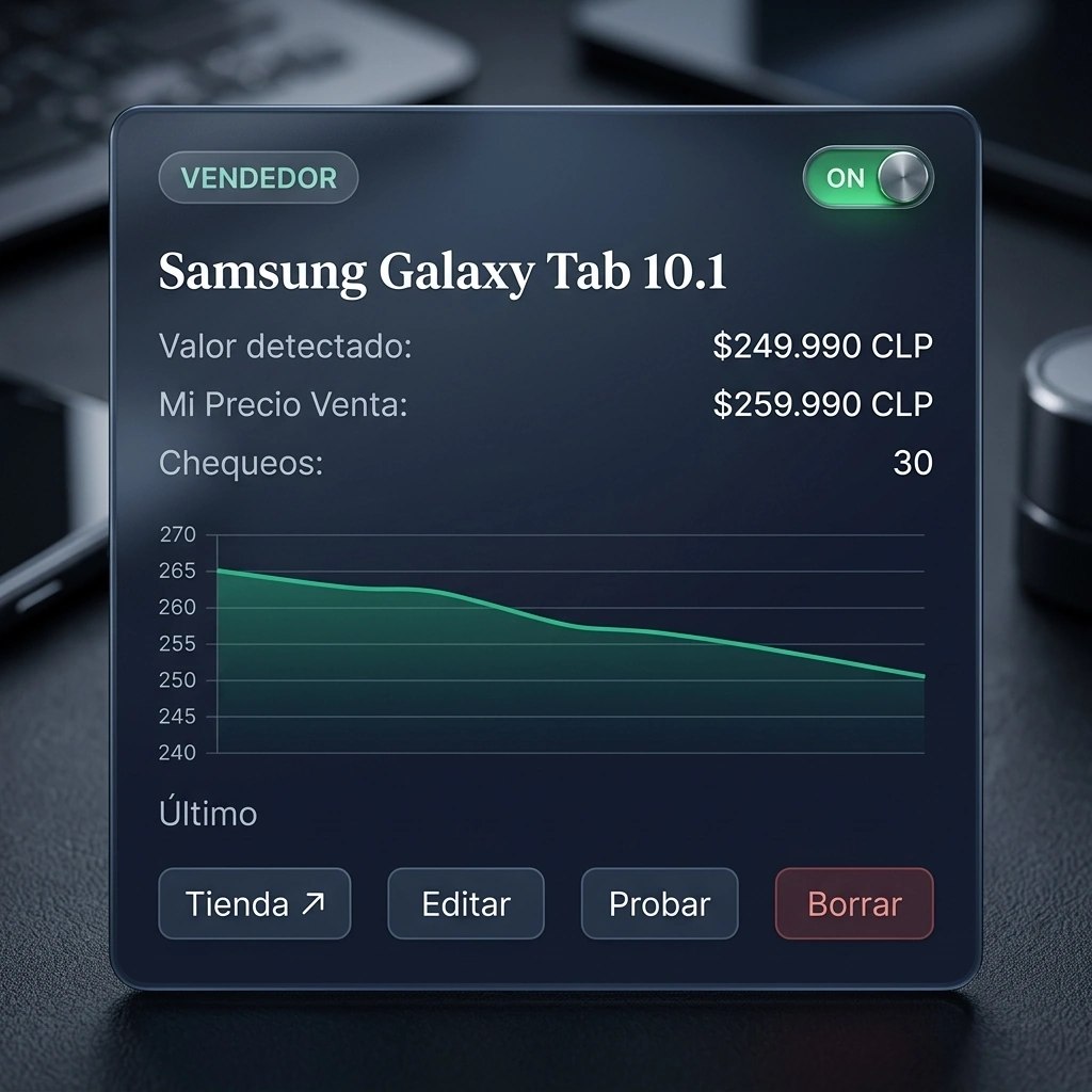 Panel de monitoreo de precios en tiempo real